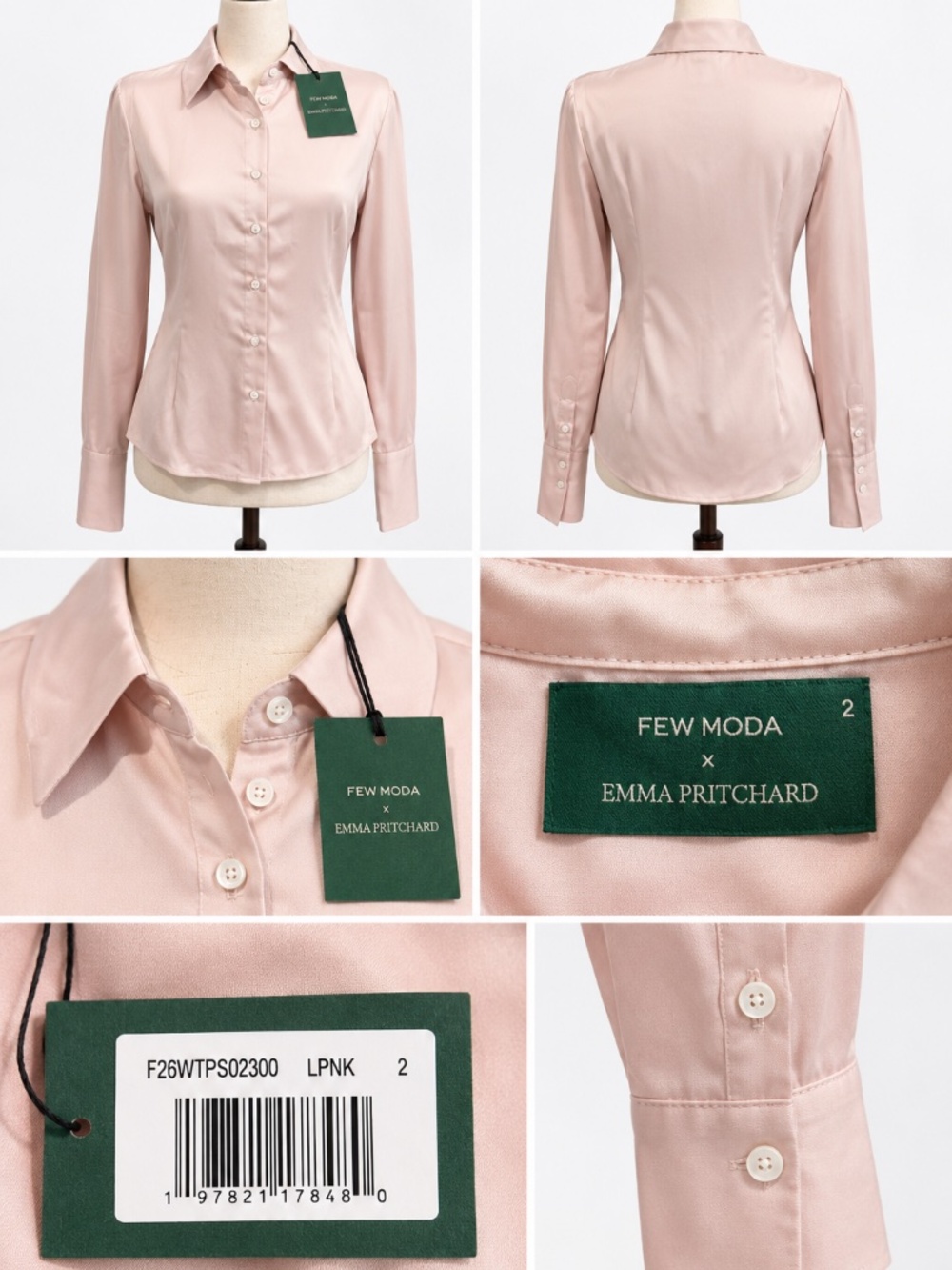 NWT Few Moda x Emma Pritchard Raelyn Pink Satin Blouse Size 2